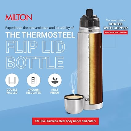 Milton flip lid 1000 thermosteel vacuum insulated bottle Image 3