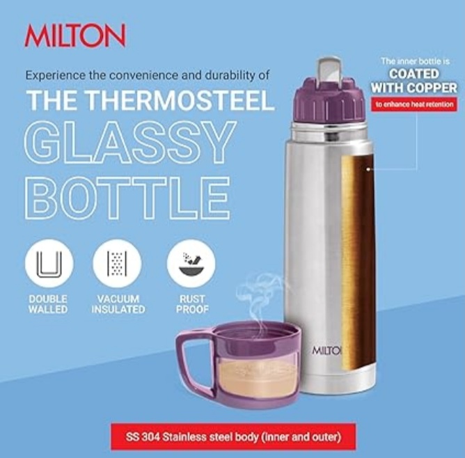 Milton glassy 1000 thermosteel vacuum insulated flask Image 3