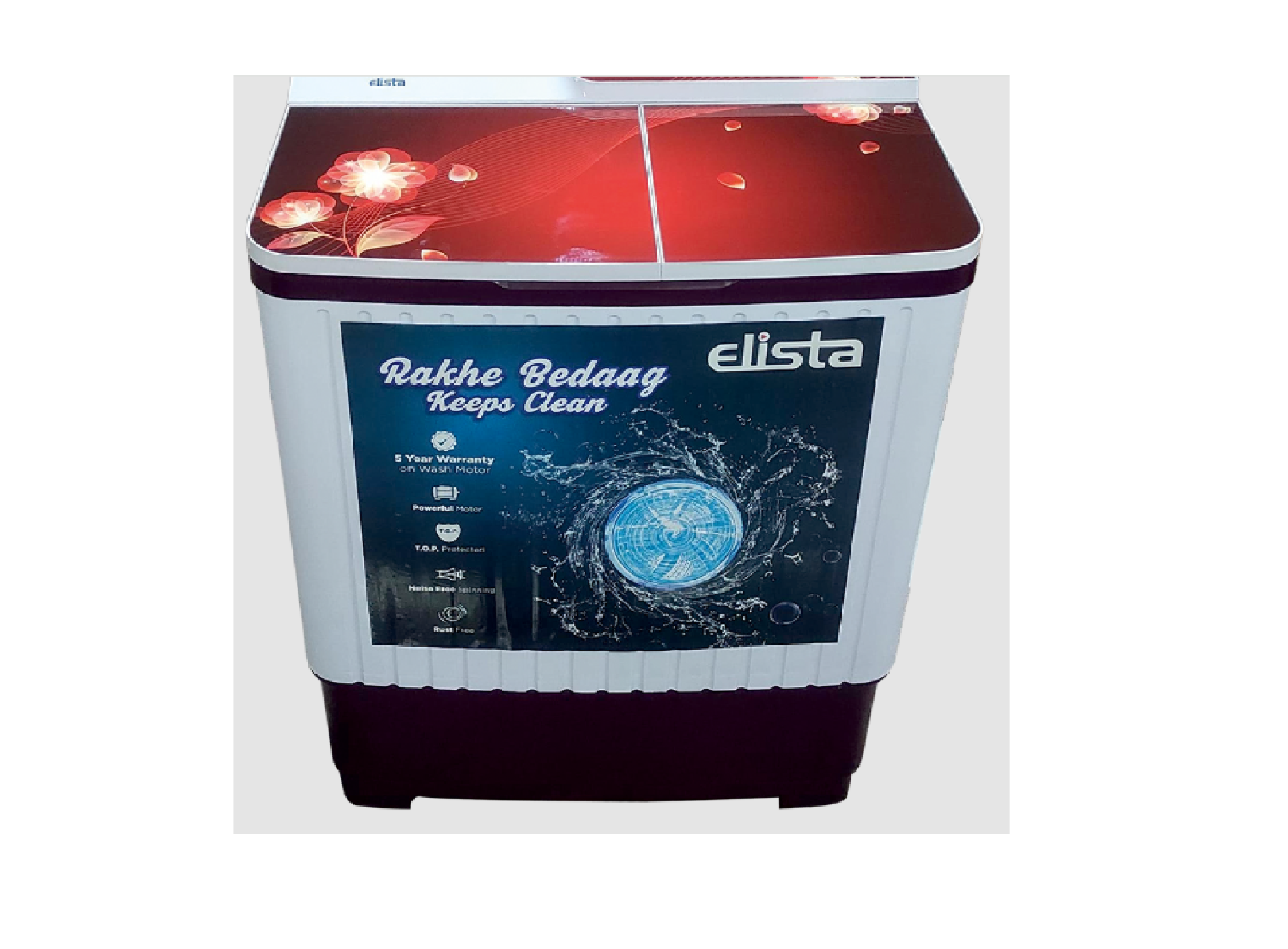 Elista 7.2kg Top semi automatic  washing machine (EWM-7201 Red )